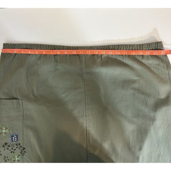 Vtg Blue Fish Olive Green Maxi Skirt Size 2 Pockets Lagenlook Artsy 18-22W - Picture 9 of 11